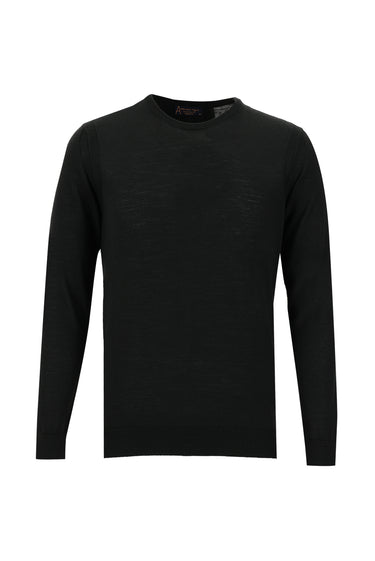 Siyah Bisiklet Yaka Regular Fit Triko Kazak