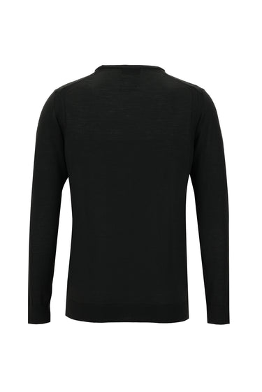 Siyah Bisiklet Yaka Regular Fit Triko Kazak