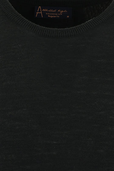 Siyah Bisiklet Yaka Regular Fit Triko Kazak