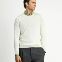 Kırık Beyaz Bisiklet Yaka Regular Fit Yünlü Triko Kazak