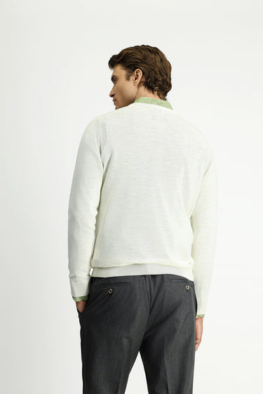 Kırık Beyaz Bisiklet Yaka Regular Fit Yünlü Triko Kazak