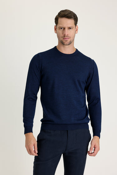 Koyu Petrol Bisiklet Yaka Regular Fit Triko Kazak