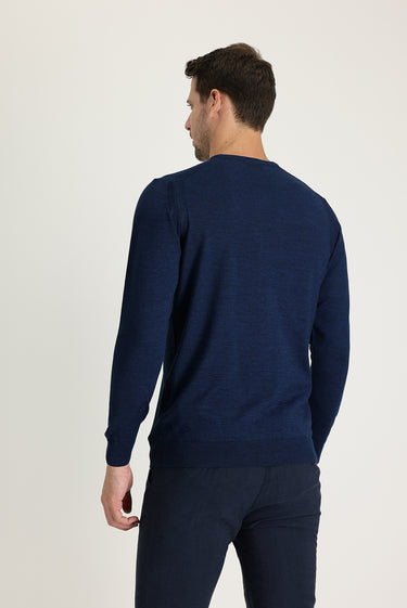 Koyu Petrol Bisiklet Yaka Regular Fit Triko Kazak