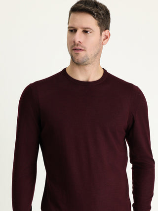  Koyu Bordo Bisiklet Yaka Regular Fit Yünlü Triko Kazak