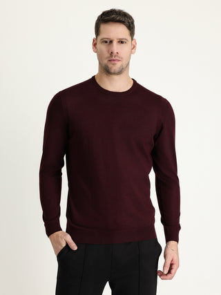 Koyu Bordo Bisiklet Yaka Regular Fit Yünlü Triko Kazak