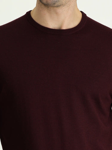  Koyu Bordo Bisiklet Yaka Regular Fit Triko Kazak