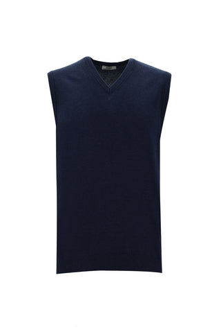  Orta Lacivert Melanj V yaka süveter triko-Ki??l?