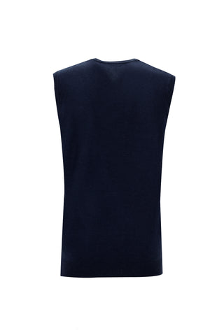  Orta Lacivert Melanj V yaka süveter triko-Ki??l?