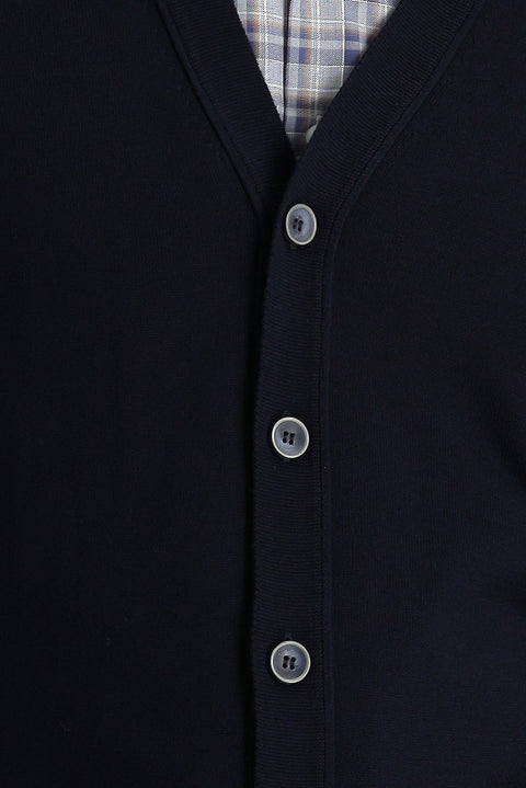 Koyu Lacivert Pamuklu Triko Hırka