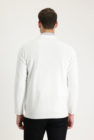 Ekru Regular Fit Triko Hırka