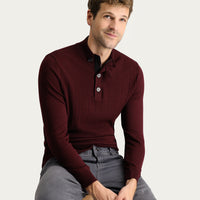 Koyu Bordo Yarım Balıkçı Yaka Slim Fit Dar Kesim Fermuarlı Desenli Pamuklu Triko Kazak