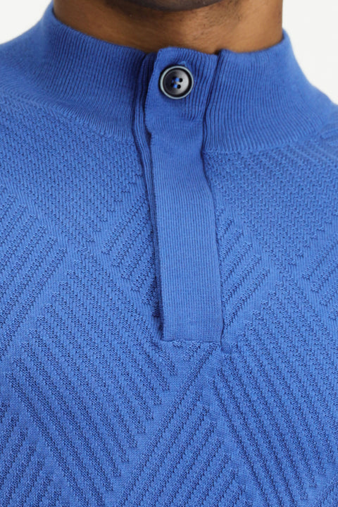 Dark Blue Polo Collar Slim Fit Knit Sweater
