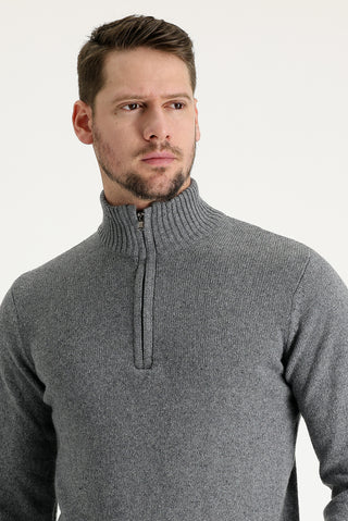  Koyu Füme Yarım Balıkçı Yaka Slim Fit Dar Kesim Triko Kazak