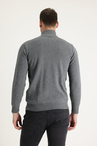  Koyu Füme Yarım Balıkçı Yaka Slim Fit Dar Kesim Triko Kazak