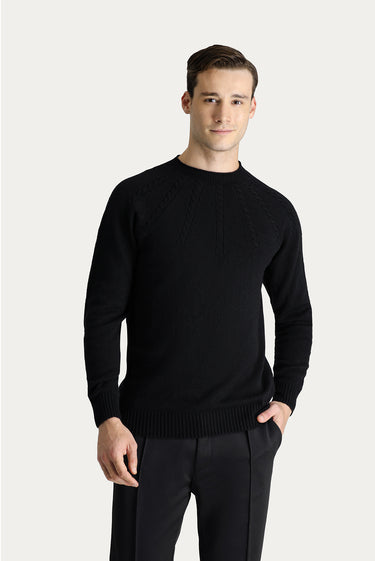  Siyah Yarım Balıkçı Yaka Slim Fit Dar Kesim Dikişsiz Desenli Triko Kazak