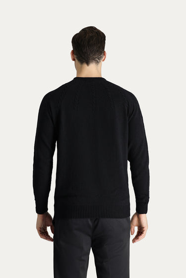  Siyah Yarım Balıkçı Yaka Slim Fit Dar Kesim Dikişsiz Desenli Triko Kazak