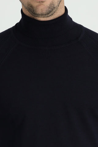  Koyu Lacivert Balıkçı Yaka Slim Fit Dar Kesim Desenli Pamuklu Triko Kazak