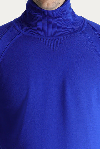  Saks Mavi Balıkçı Yaka Slim Fit Dar Kesim Desenli Pamuklu Triko Kazak