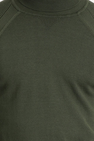  Açık Haki Balıkçı Yaka Slim Fit Dar Kesim Desenli Pamuklu Triko Kazak