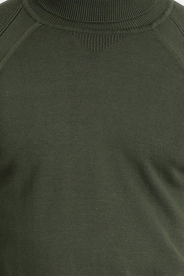 Açık Haki Balıkçı Yaka Slim Fit Dar Kesim Desenli Pamuklu Triko Kazak