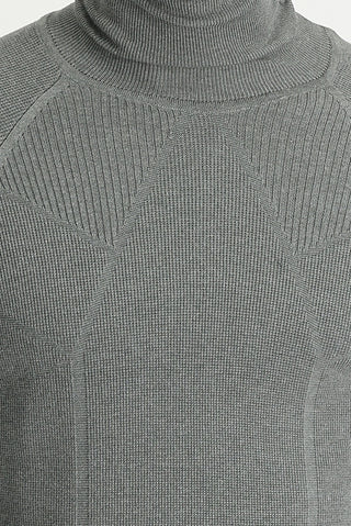  Orta Gri Melanj Balıkçı Yaka Slim Fit Dar Kesim Desenli Pamuklu Triko Kazak