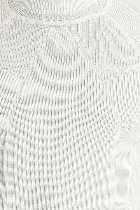 Ekru Balıkçı Yaka Slim Fit Dar Kesim Desenli Triko Kazak