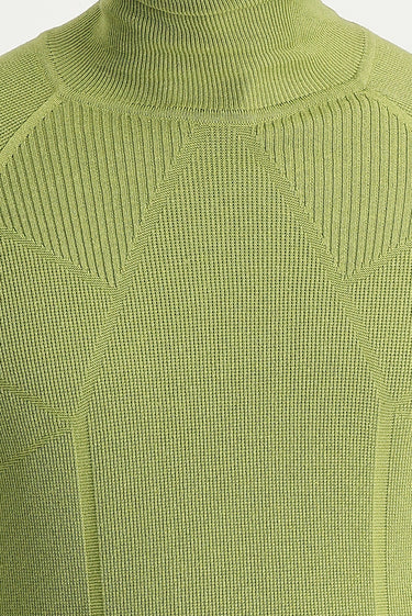  Fıstık Yeşili Balıkçı Yaka Slim Fit Dar Kesim Desenli Pamuklu Triko Kazak