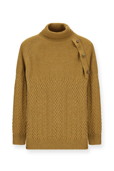 Camel Balıkçı Yaka Slim Fit Dar Kesim Desenli Yünlü Triko Kazak