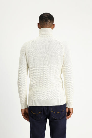 Ekru Balıkçı Yaka Slim Fit Triko Kazak