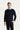 Koyu Lacivert Bisiklet Yaka Slim Fit Dar Kesim Desenli Pamuklu Triko Kazak