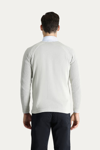  Taş Bisiklet Yaka Slim Fit Desenli Pamuklu Triko Kazak