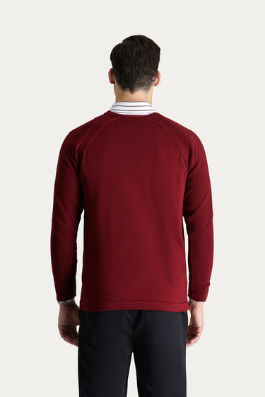  Açık Bordo Bisiklet Yaka Slim Fit Dar Kesim Pamuklu Triko Kazak
