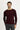 Koyu Bordo Bisiklet Yaka Slim Fit Dar Kesim Desenli Pamuklu Triko Kazak