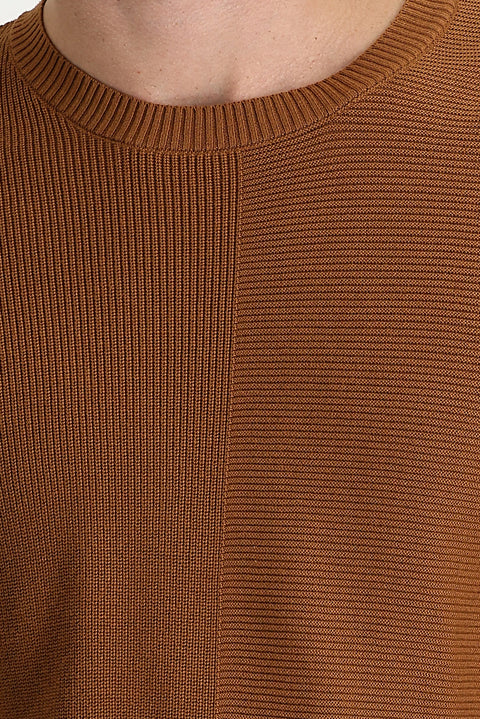 Tarçın  Bisiklet Yaka Slim Fit Dar Kesim Desenli Pamuklu Triko Kazak