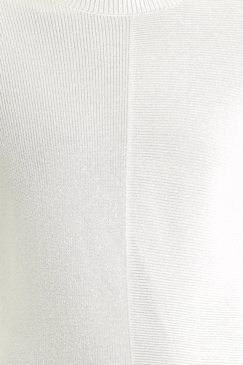 Ekru Bisiklet Yaka Slim Fit Dar Kesim Desenli Pamuklu Triko Kazak