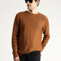 Tarçın  Bisiklet Yaka Slim Fit Dar Kesim Desenli Pamuklu Triko Kazak