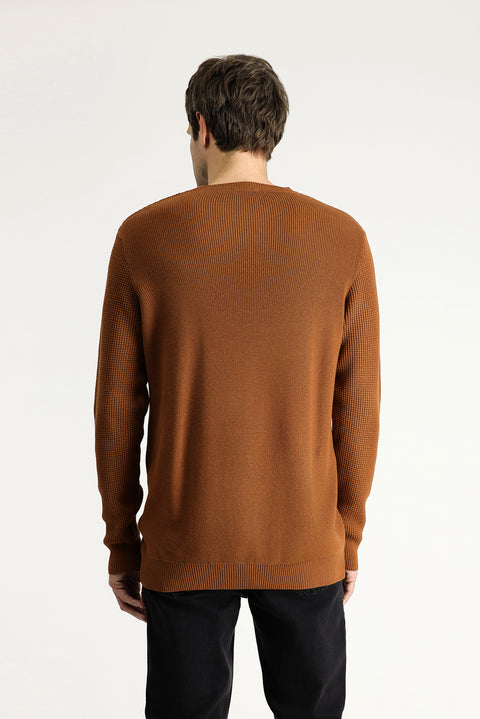 Tarçın  Bisiklet Yaka Slim Fit Dar Kesim Desenli Pamuklu Triko Kazak