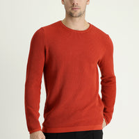 Orta Turuncu Bisiklet Yaka Slim Fit Dar Kesim Desenli Triko Kazak