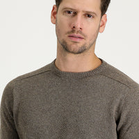 Orta Kahve Bisiklet Yaka Regular Fit Yünlü Desenli Triko Kazak