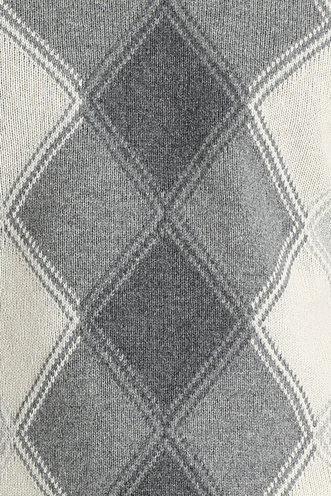 Açık Gri Bisiklet Yaka Regular Fit Yünlü Desenli Triko Kazak