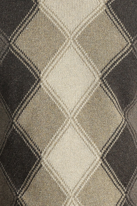 Orta Kahve Bisiklet Yaka Regular Fit Yünlü Desenli Triko Kazak