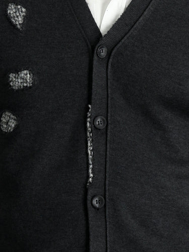 Koyu Antrasit Slim Fit Dar Kesim Pamuklu Triko Hırka