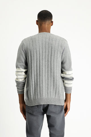  Açık Gri Yünlü Desenli Triko Hırka