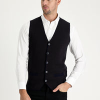 Koyu Lacivert Slim Fit Dar Kesim Desenli Pamuklu Triko Yelek