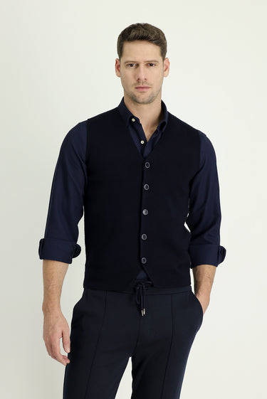 Orta Lacivert Triko Yelek