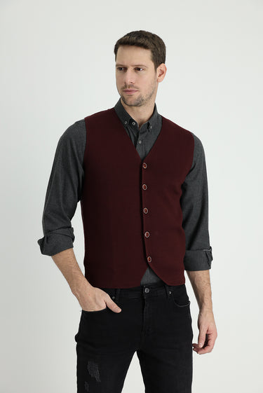  Açık Bordo Triko Yelek