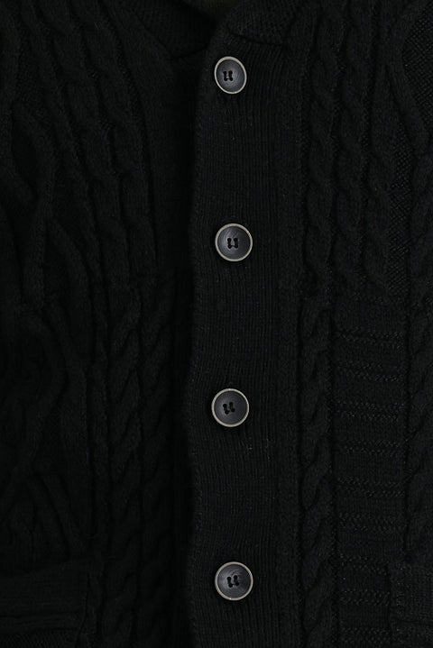 Siyah Regular Fit Yünlü Triko Hırka