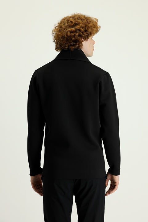 Siyah Slim Fit Dar Kesim Triko Hırka