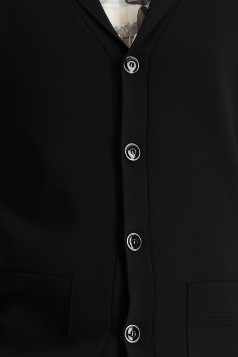 Siyah Slim Fit Dar Kesim Triko Hırka