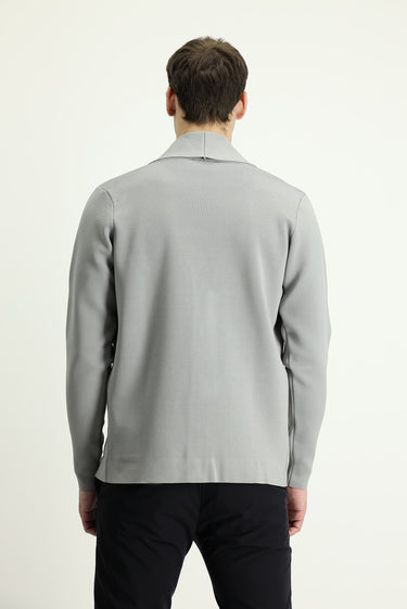 Orta Gri Slim Fit Dar Kesim Triko Hırka